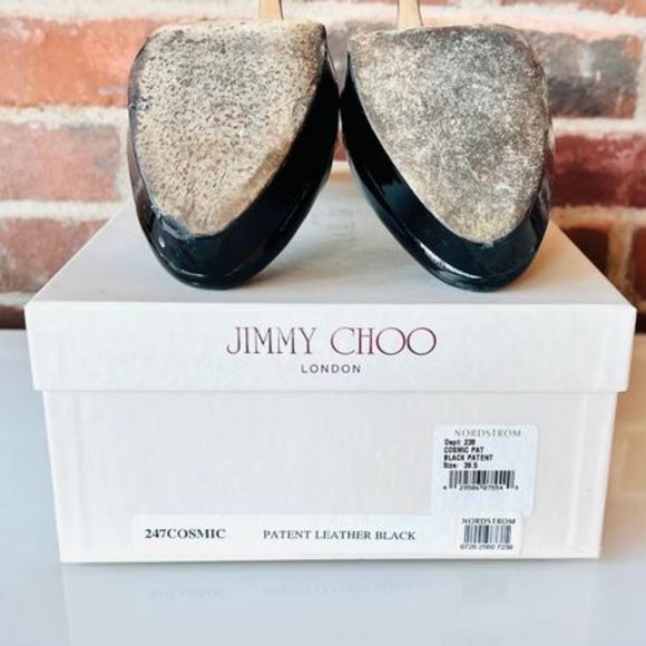 Jimmy Choo: Black Cosmic Patent Leather Pump Platforms - Picture 6 of 7